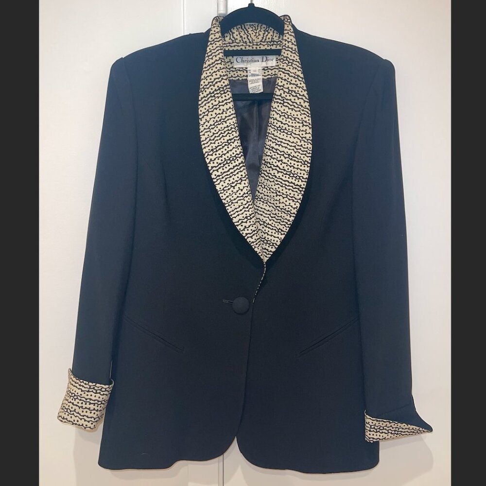 Vintage Christian Dior 2-piece set blazer and vest abstract pattern